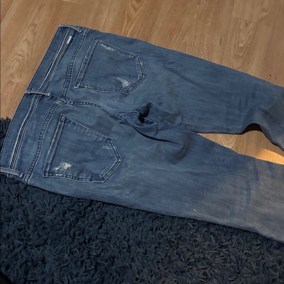 MOTHER Blue Distressed Flare Jeans - Picture 4 of 6